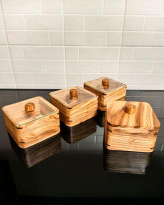 Contenitori barattoli legno di ulivo per alimenti