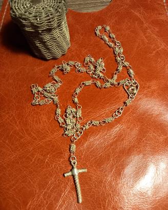 Filigrana collana Croce rosario vintage sacra 