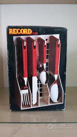 set posate record vintage acciaio inox e plastica 