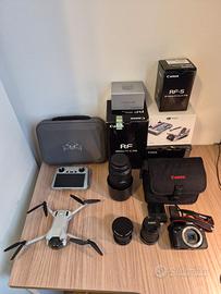 Kit Canon R50 (3 lenti) + DJI Mini 3 RC Completo