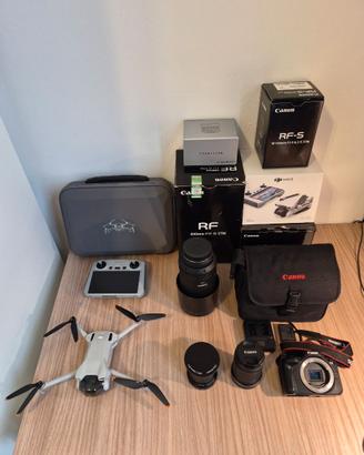 Kit Canon R50 (3 lenti) + DJI Mini 3 RC Completo