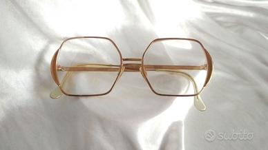 Montatura esagonale vintage, placcata oro 24k