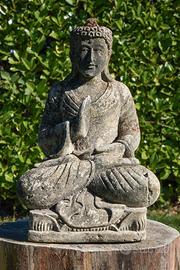 Statua Buddha Antico Seduto in Pietra 42 cm