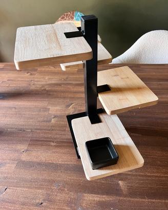 Étagère da tavolo in legno e metallo nero