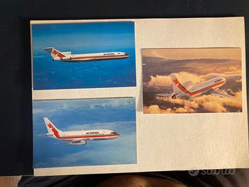 Lotto cartoline promozionali con jet di linea