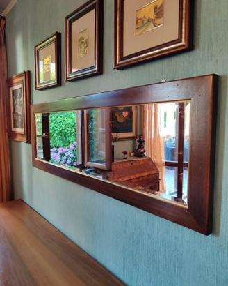 Grande Specchio Orizzontale da Parete in Legno