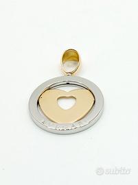 Ciondolo in acciao con cuore oro Bvlgari