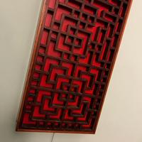 Pannello decorativo cinese con sfondo rosso, led