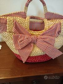 Borsa Paglia e tessuto Camomilla