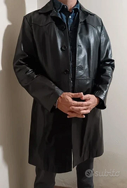 Trench/cappotto in vera pelle stile Matrix