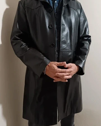 Trench/cappotto in vera pelle stile Matrix