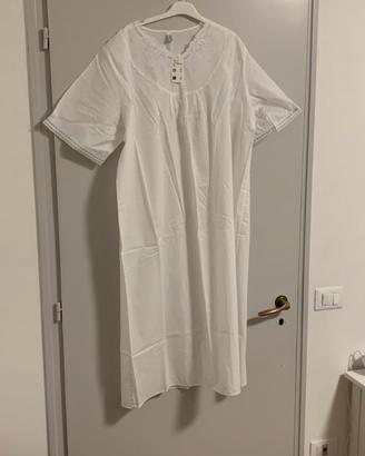 Camicia notte bianca SILVIA cotone ricamata L