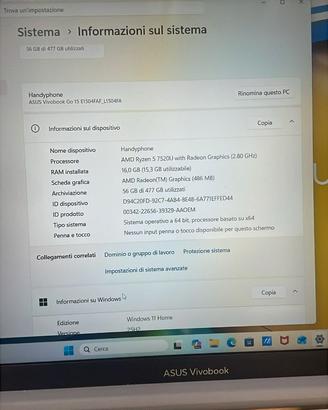 ASUS  VIVOBOOK GO 15  16GB RAM  512GB SSD -A164