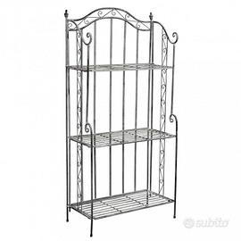 Scaffale Provenzale Ferro 3 Ripiani Bianco Ossidat
