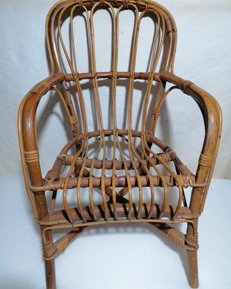 sedia poltroncina bambù vimini  