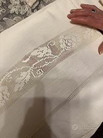 Lenzuola 100% tela di lino ricamato tutto a mano