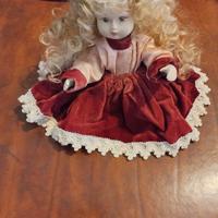 Stupenda bambola vintage in ceramica vestito in ve