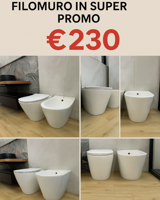 sanitari filomuro in promo wc,bidet,vaso rallentat