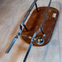 Porta prosciutto/tagliere in legno e acciaio