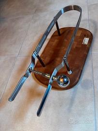 Porta prosciutto/tagliere in legno e acciaio