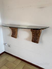 Mensole in legno indiano con cristallo