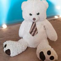 Peluche orso bianco con la cravatta. Altezza 70