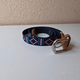 Cintura Donna intrecciata e eco-pelle Blu sottile