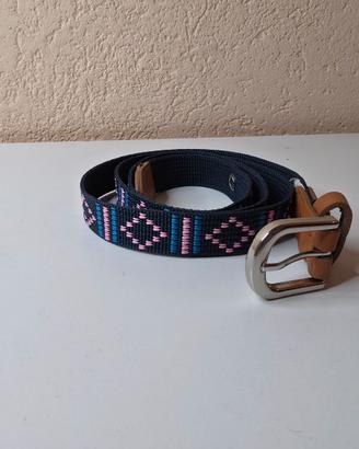 Cintura Donna intrecciata e eco-pelle Blu sottile