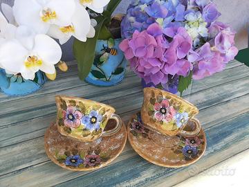 Tazze da tè con piattino Deruta La Giara 