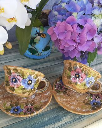 Tazze da tè con piattino Deruta La Giara 