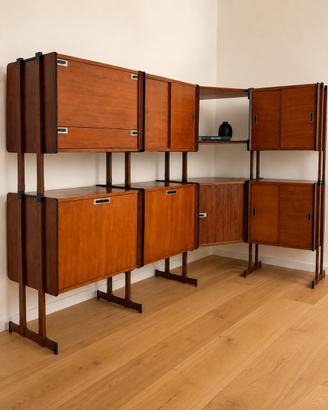 Libreria angolare Mid-Century in teak anni ’60