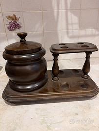 Portapipe Vintage in Legno con Barattolo