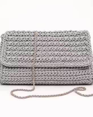 Borsa uncinetto argento fatta a mano pochette