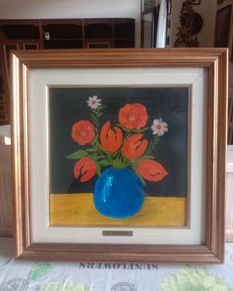 QUADRO OLIO SU TELA VASO DI FIORI (D.GIORDANO)