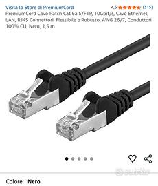 Cavo Patch Cat. 6a S/FTP Nero 1,5 metri