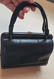 Borsa vintage nera Mini Doctor Bag Kiss Lock retrò