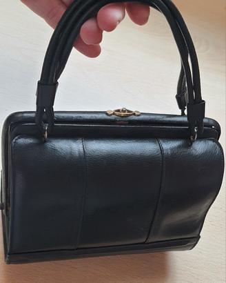 Borsa vintage nera Mini Doctor Bag Kiss Lock retrò