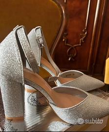 scarpe con tacco argentate Abbigliamento e Accessori In vendita a Enna