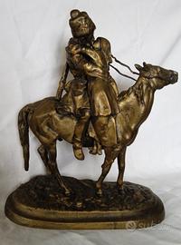 statua vintage  in bronzo di Cosacco a cavallo