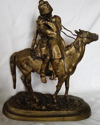 statua vintage  in bronzo di Cosacco a cavallo
