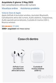 apple Airpods 4 con cancellazione rumore garanzia