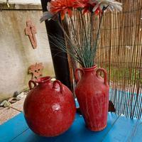 Coppia di vasi in vetro rosso