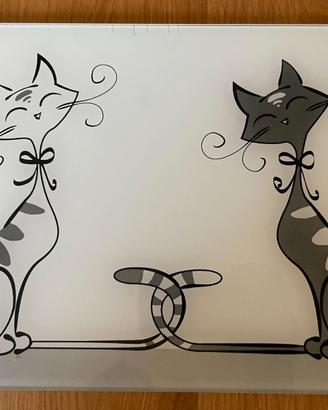 Vassoio in vetro con gatti