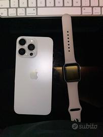 iPhone 15 pro max 256GB titanio bianco+Apple watch