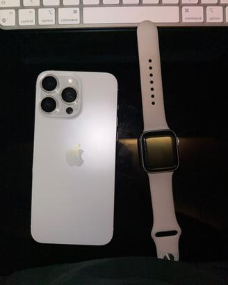 iPhone 15 pro max 256GB titanio bianco+Apple watch