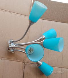 Applique in acciaio  con 5 steli flessibili