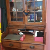 Credenza/scrittoio antiquariato con alzata vetrata
