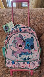 zaino a trolley con brillantini di stitch