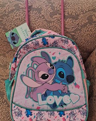 zaino a trolley con brillantini di stitch