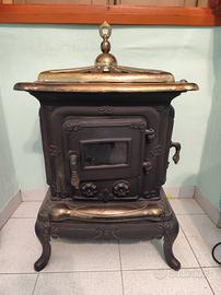 Stufa a Legna in ghisa Parlor Vintage ottone
